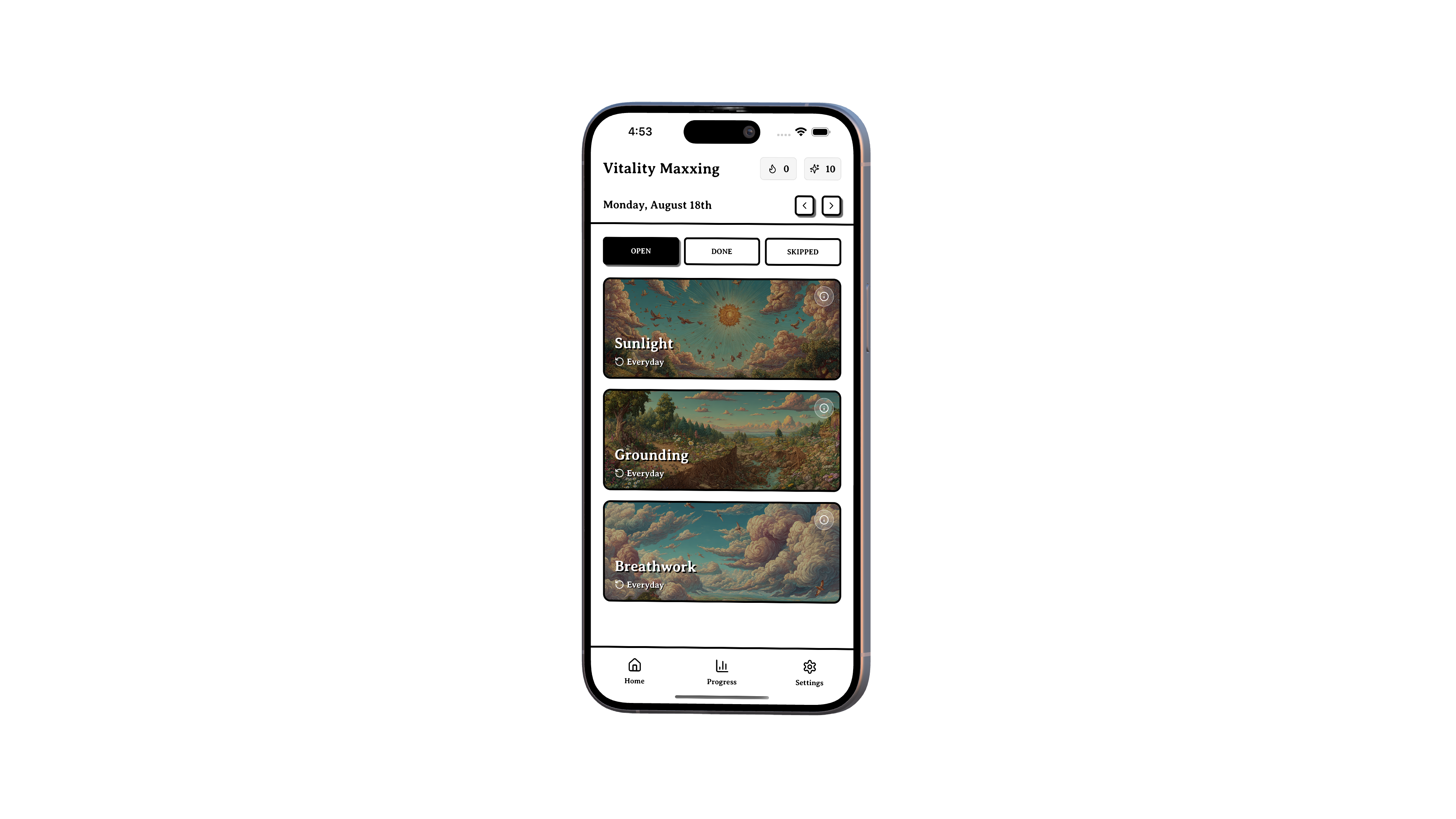 Vitality Maxxing App Mockup